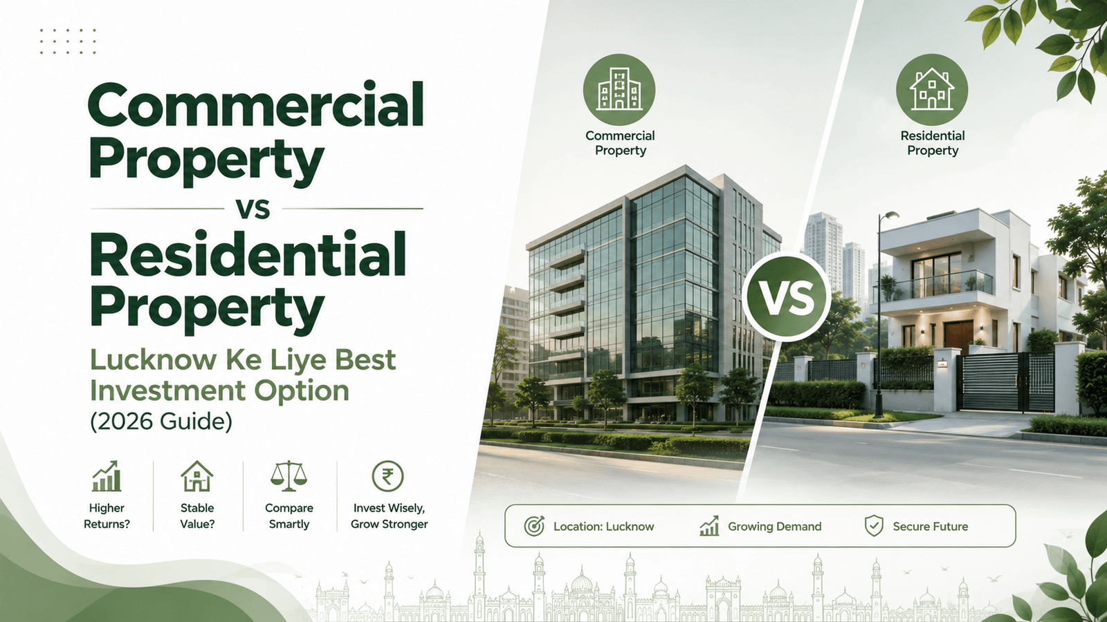 Commercial Property vs Residential Property Lucknow Ke Liye Best Investment Option (2026 Guide)
